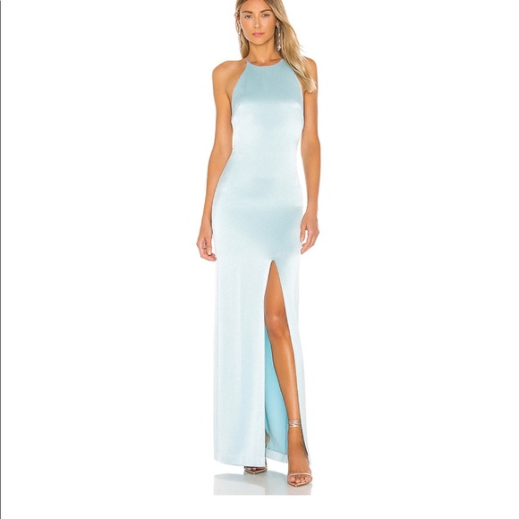Alice + Olivia Ettley Halter Maxi Powder Blue - Picture 1 of 7